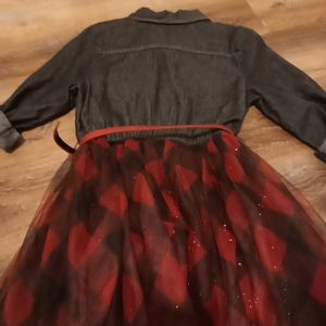 Blue Denim and plaid Childrens Dress